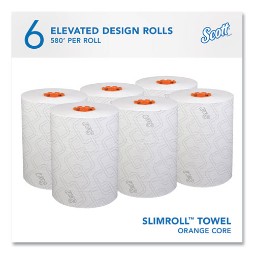 Picture of Slimroll Towels, 1-Ply, 8" x 580 ft, White/Orange Core, 6 Roll/Carton