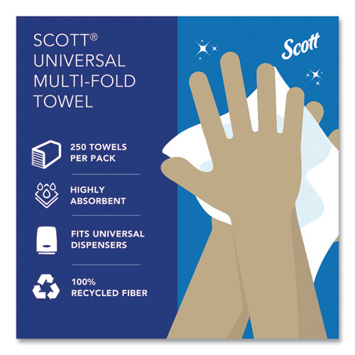 Picture of Essential Multi-Fold Towels 100% Recycled, 1-Ply, 9.2 x 9.4, White, 250/Pack, 16 Packs/Carton