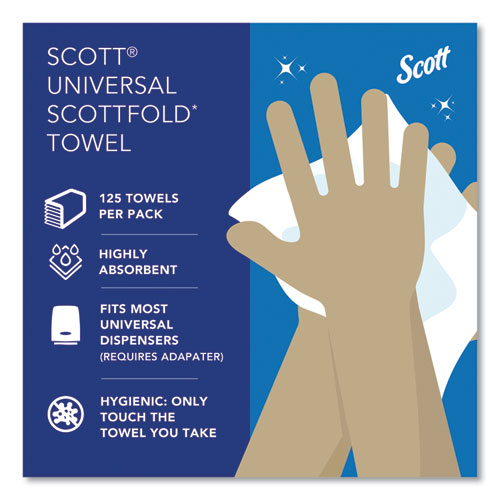 Picture of Pro Scottfold Towels, 1-Ply, 7.8 x 12.4, White, 175 Towels/Pack, 25 Packs/Carton