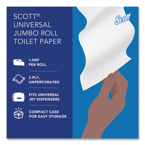 Picture of Essential JRT Jumbo Roll Bathroom Tissue, Septic Safe, 2-Ply, White, 3.55" x 1,000 ft, 4 Rolls/Carton