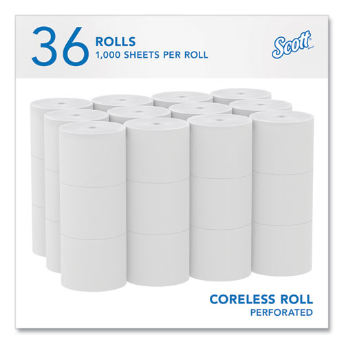 Picture of Essential Coreless SRB Bathroom Tissue, Septic Safe, 2-Ply, White, 1,000 Sheets/Roll, 36 Rolls/Carton