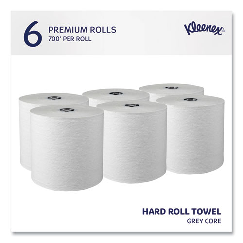 Picture of Hard Roll Paper Towels with Premium Absorbency Pockets with Colored Core, Gray Core, 1-Ply, 7.5" x 700 ft, White, 6 Rolls/CT