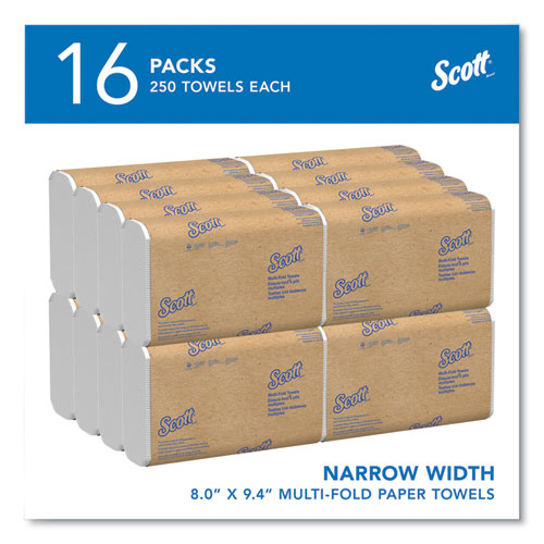 Picture of Essential Multi-Fold Towels, 1-Ply, 8 x 9.4, White, 250/Pack, 16 Packs/Carton