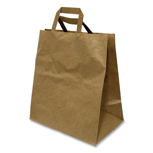 Picture of Kraft Paper Bags, Natural Kraft Flat Handles, 11" x 7" x 12", Brown, 250/Carton