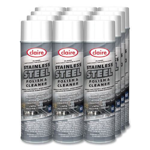 Picture of Stainless Steel Polish and Cleaner, Lemon Scent, 15 oz Aerosol Spray, Dozen