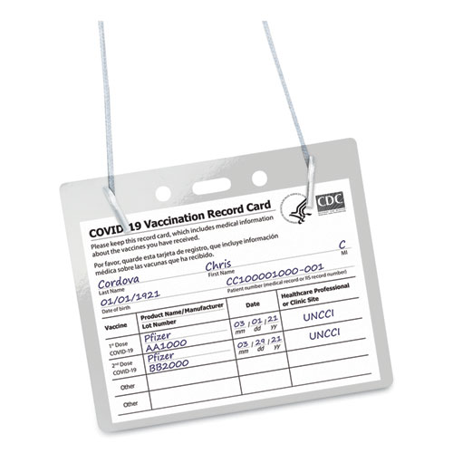 Picture of Secure Top Hanging-Style Badge Holders, Horizontal, 4w x 3h, Clear, 100/Box