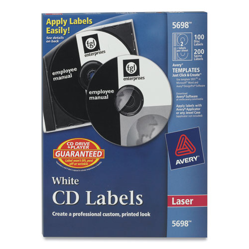 Picture of Laser CD Labels, Matte White, 100/Pack