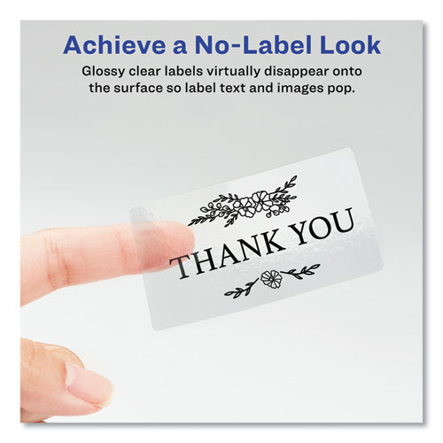 Picture of Glossy Clear Easy Peel Mailing Labels w/ Sure Feed Technology, Inkjet/Laser Printers, 2 x 4, Clear, 10/Sheet, 10 Sheets/Pack