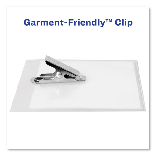 Picture of Clip-Style Name Badge Holder with Laser/Inkjet Insert, Top Load, 4 x 3, White, 100/Box