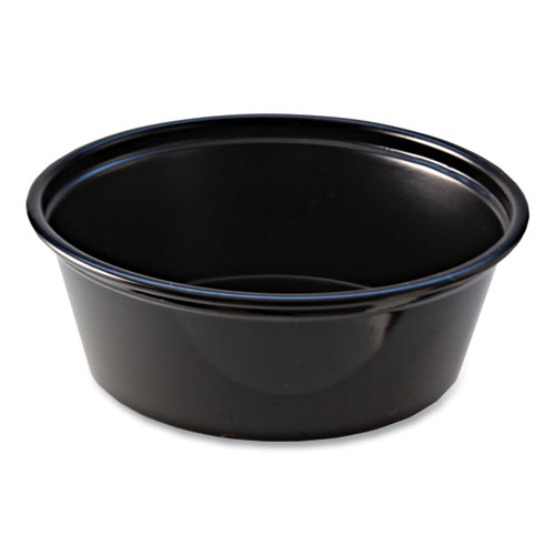 Picture of Portion Cups, 1.5 oz, Squat, Black, 250/Sleeve, 10 Sleeves/Carton