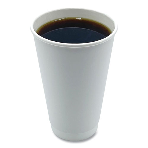 Picture of Paper Hot Cups, Double-Walled, 16 oz, White, 500/Carton