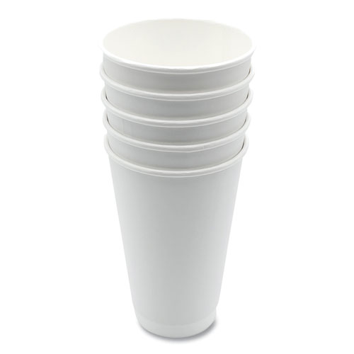 Picture of Paper Hot Cups, Double-Walled, 16 oz, White, 500/Carton