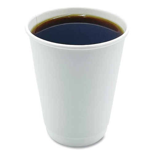 Picture of Paper Hot Cups, Double-Walled, 12 oz, White, 25/Pack