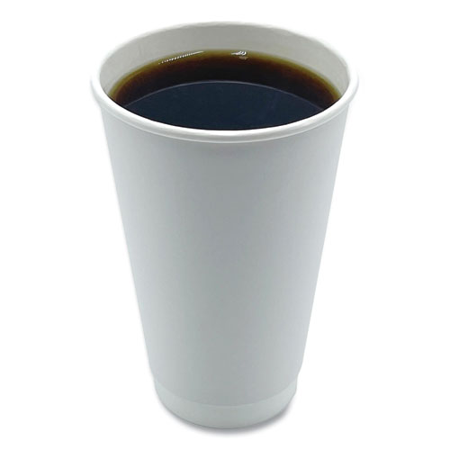 Picture of Paper Hot Cups, Double-Walled, 16 oz, White, 25/Carton