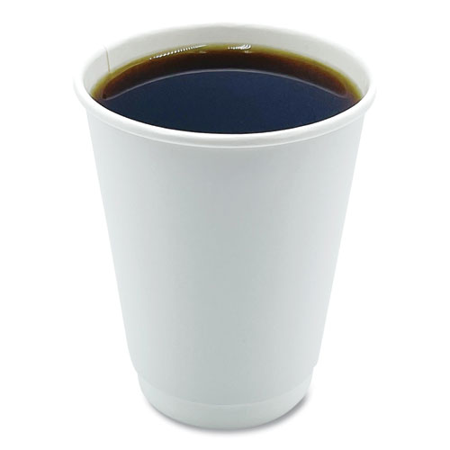 Picture of Paper Hot Cups, Double-Walled, 12 oz, White, 500/Carton