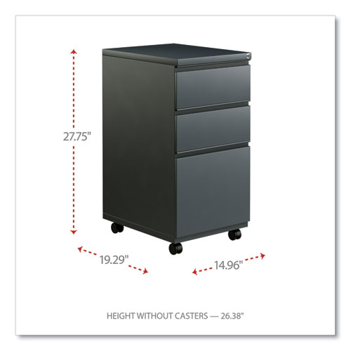 Picture of File Pedestal with Full-Length Pull, Left or Right, 3-Drawers: Box/Box/File, Legal/Letter, Charcoal, 14.96" x 19.29" x 27.75"