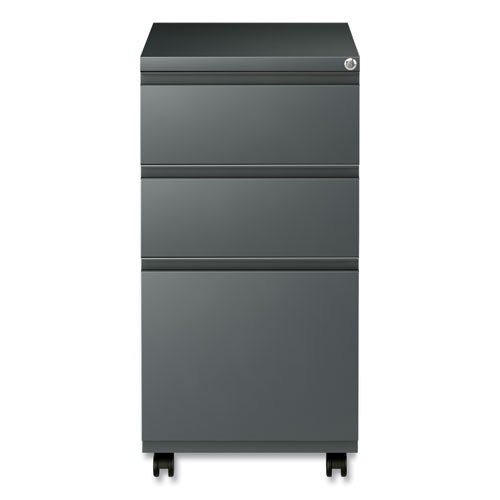 Picture of File Pedestal with Full-Length Pull, Left or Right, 3-Drawers: Box/Box/File, Legal/Letter, Charcoal, 14.96" x 19.29" x 27.75"