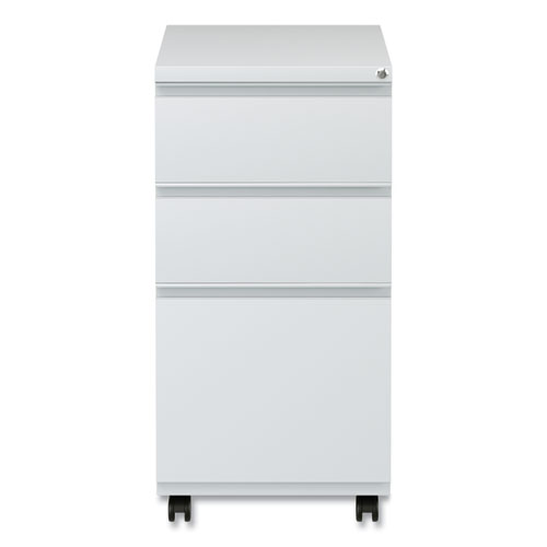 Picture of File Pedestal with Full-Length Pull, Left/Right, 3-Drawers: Box/Box/File, Legal/Letter, Light Gray, 14.96" x 19.29" x 27.75"