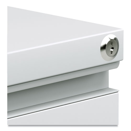 Picture of File Pedestal with Full-Length Pull, Left/Right, 3-Drawers: Box/Box/File, Legal/Letter, Light Gray, 14.96" x 19.29" x 27.75"