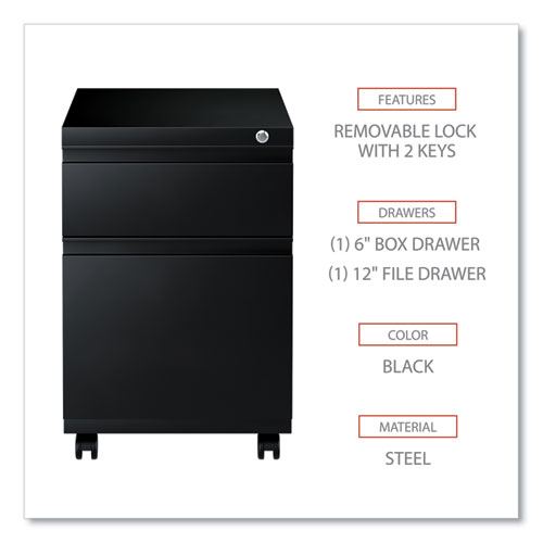 Picture of File Pedestal with Full-Length Pull, Left or Right, 2-Drawers: Box/File, Legal/Letter, Black, 14.96" x 19.29" x 21.65"