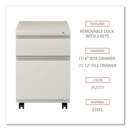 Picture of File Pedestal with Full-Length Pull, Left or Right, 2-Drawers: Box/File, Legal/Letter, Putty, 14.96" x 19.29" x 21.65"