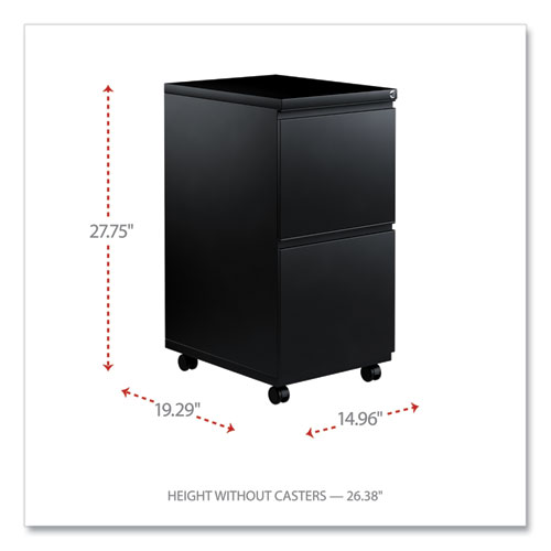 Picture of File Pedestal with Full-Length Pull, Left or Right, 2 Legal/Letter-Size File Drawers, Black, 14.96" x 19.29" x 27.75"