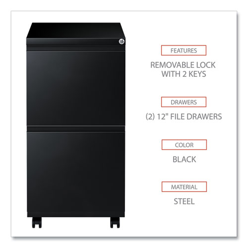 Picture of File Pedestal with Full-Length Pull, Left or Right, 2 Legal/Letter-Size File Drawers, Black, 14.96" x 19.29" x 27.75"