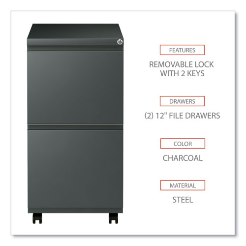 Picture of File Pedestal with Full-Length Pull, Left or Right, 2 Legal/Letter-Size File Drawers, Charcoal, 14.96" x 19.29" x 27.75"