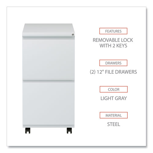 Picture of File Pedestal with Full-Length Pull, Left or Right, 2 Legal/Letter-Size File Drawers, Light Gray, 14.96" x 19.29" x 27.75"