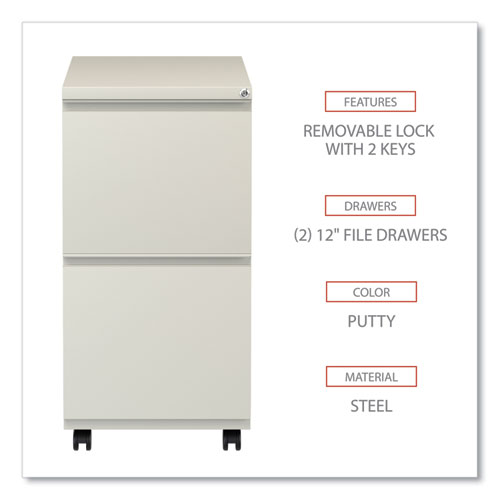 Picture of File Pedestal with Full-Length Pull, Left or Right, 2 Legal/Letter-Size File Drawers, Putty, 14.96" x 19.29" x 27.75"