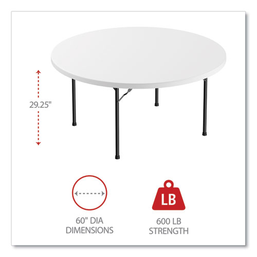Picture of Round Plastic Folding Table, 60" Diameter x 29.25h, White