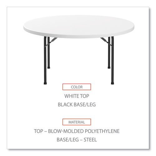 Picture of Round Plastic Folding Table, 60" Diameter x 29.25h, White