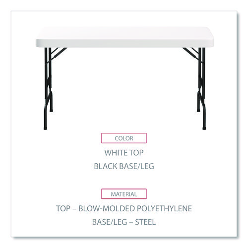 Picture of Fold in Half Plastic Folding Table, Rectangular, 72w x 29.63d x 29.25 to 37.13h, White