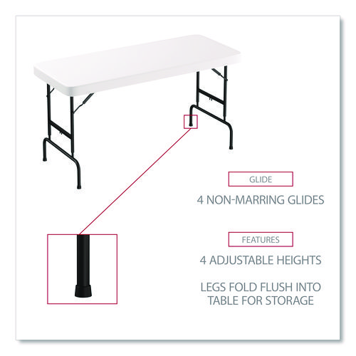 Picture of Fold in Half Plastic Folding Table, Rectangular, 72w x 29.63d x 29.25 to 37.13h, White