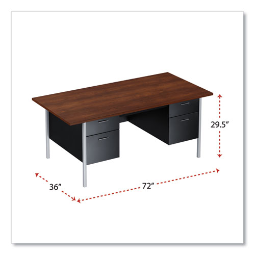 Picture of Double Pedestal Steel Desk, 72" x 36" x 29.5", Mocha/Black, Chrome-Plated Legs