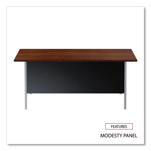 Picture of Double Pedestal Steel Desk, 72" x 36" x 29.5", Mocha/Black, Chrome-Plated Legs