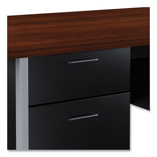 Picture of Double Pedestal Steel Desk, 72" x 36" x 29.5", Mocha/Black, Chrome-Plated Legs