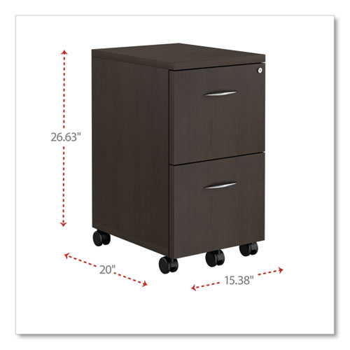 Picture of Alera Valencia Series Mobile Pedestal, Left or Right, 2 Legal/Letter-Size File Drawers, Espresso, 15.38" x 20" x 26.63"