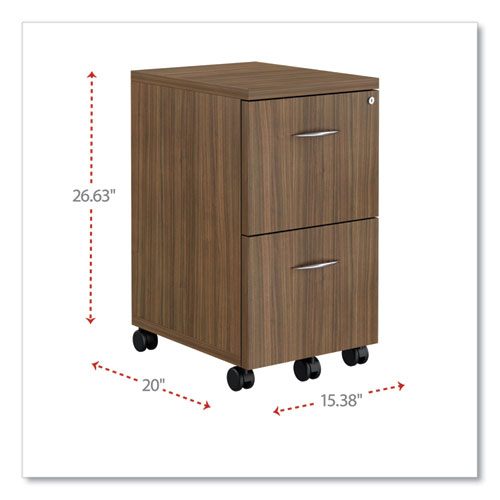 Picture of Alera Valencia Series Mobile Pedestal, Left or Right, 2 Legal/Letter-Size File Drawers, Modern Walnut, 15.38" x 20" x 26.63"