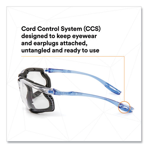 Picture of CCS Protective Eyewear with Foam Gasket, Blue Plastic Frame, Clear Polycarbonate Lens