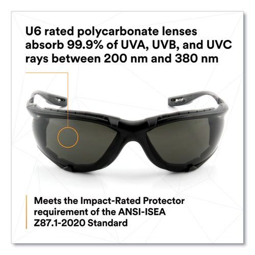 Picture of Virtua CCS Protective Eyewear with Foam Gasket, Black/Gray Plastic Frame, Gray Polycarbonate Lens