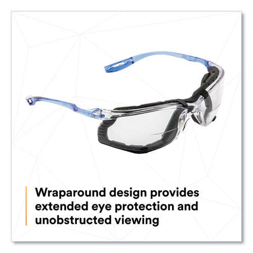 Picture of CCS Protective Eyewear with Foam Gasket, Blue Plastic Frame, Clear Polycarbonate Lens