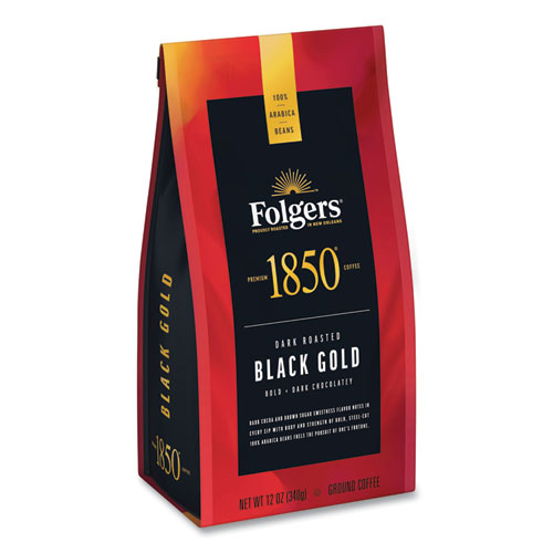 Picture of Coffee, Black Gold, Dark Roast, Ground, 12 oz Bag, 6/Carton