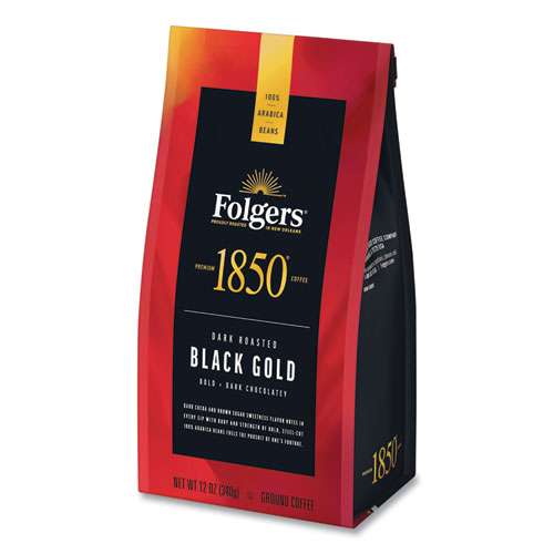 Picture of Coffee, Black Gold, Dark Roast, Ground, 12 oz Bag, 6/Carton