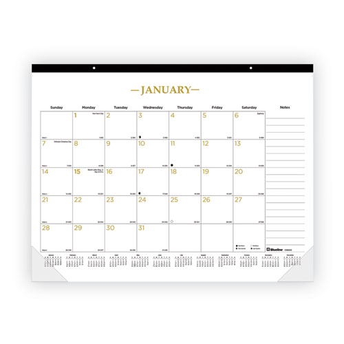 Picture of Gold Collection Monthly Desk Pad Calendar, 22 x 17, White/Gold Sheets, Black Headband, 12-Month (Jan to Dec): 2026