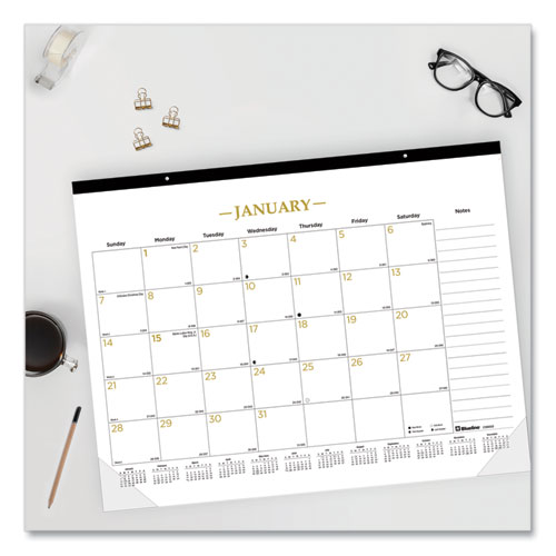 Picture of Gold Collection Monthly Desk Pad Calendar, 22 x 17, White/Gold Sheets, Black Headband, 12-Month (Jan to Dec): 2026