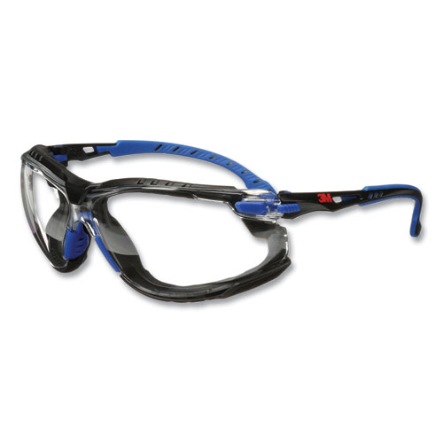 Picture of Solus 1000 Series Safety Glasses, Black/Blue Plastic Frame, Clear Polycarbonate Lens