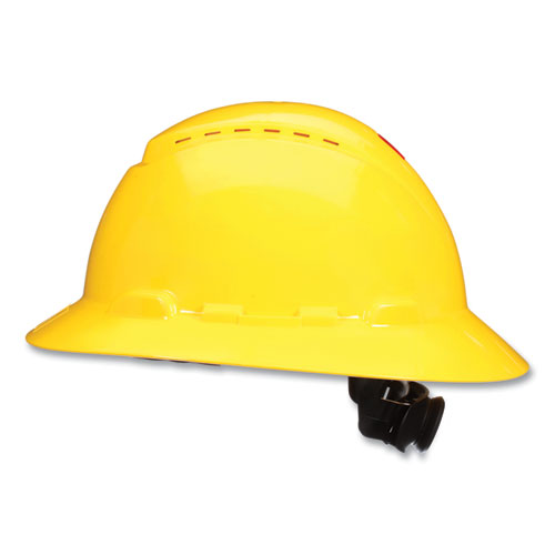 Picture of SecureFit H-Series Hard Hats, H-800 Vented Hat with UV Indicator, 4-Point Pressure Diffusion Ratchet Suspension, Yellow