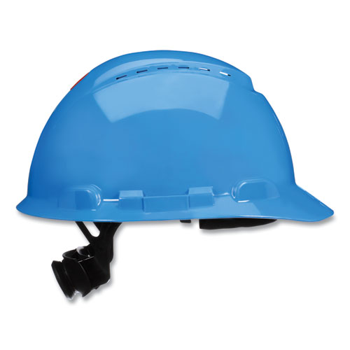 Picture of SecureFit H-Series Hard Hats, H-700 Vented Cap with UV Indicator, 4-Point Pressure Diffusion Ratchet Suspension, Blue