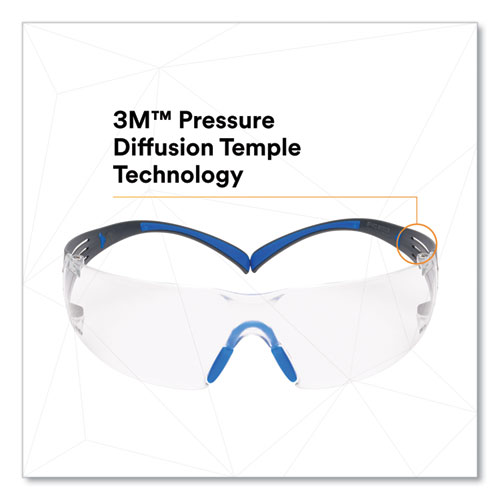 Picture of SecureFit Protective Eyewear, 400 Series, Black/Blue Plastic Frame, Clear Polycarbonate Lens